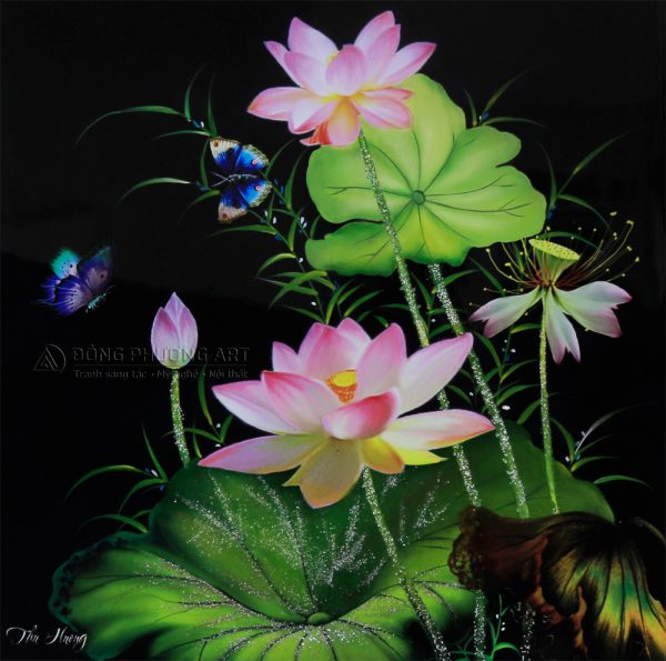 Tranh sơn mài hoa sen
