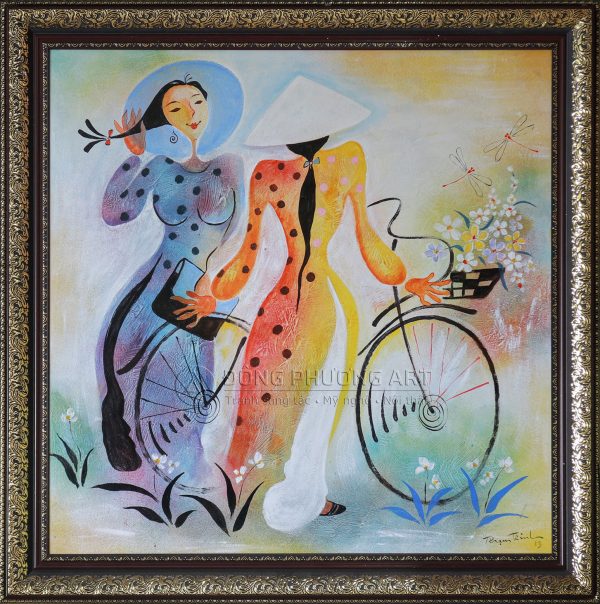 Tranh sơn dầu Phạm Trinh "Tuổi hồng"